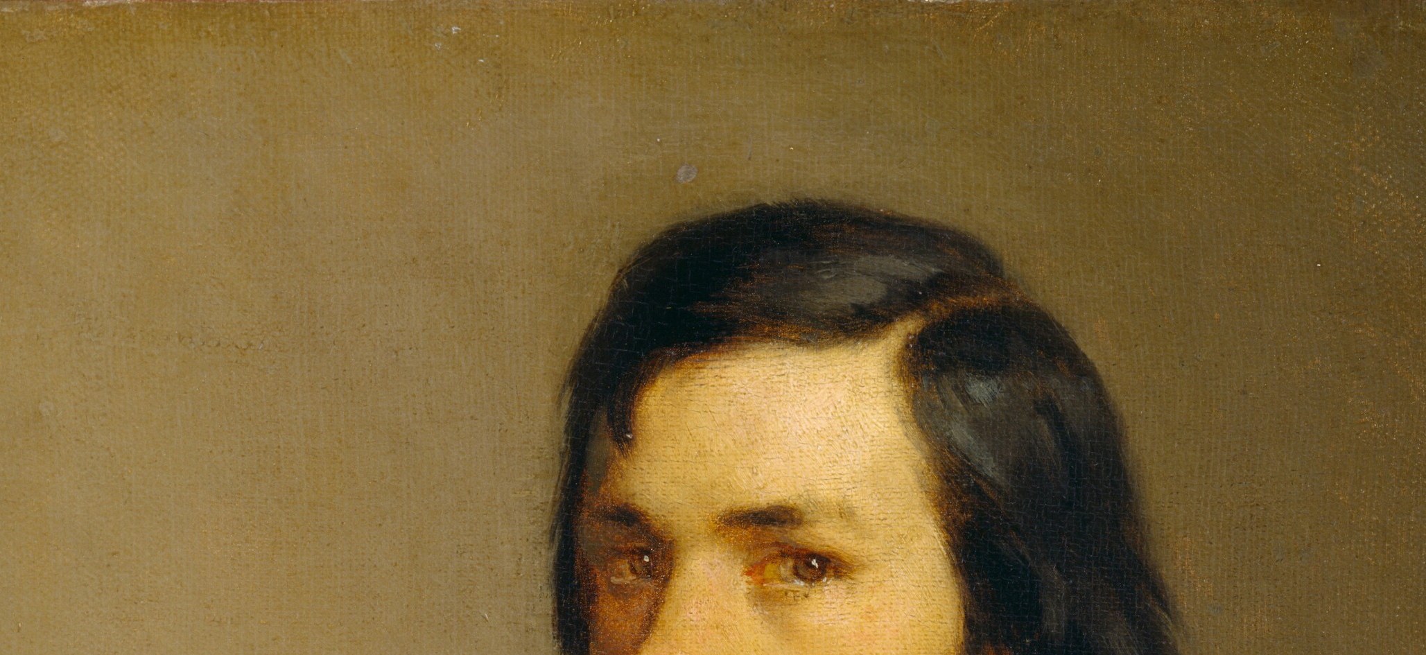 The hat's generous brim frames the face and signals prosperous Dutch burgher status; its matte black absorbs light in striking contrast to the face below