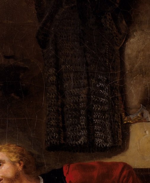 This painting illustrates a scene from Walter Scott's novel, Ivanhoe.