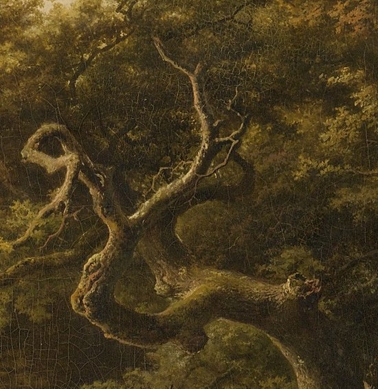 The bark and moss: not one pass, but translucent wash after wash.