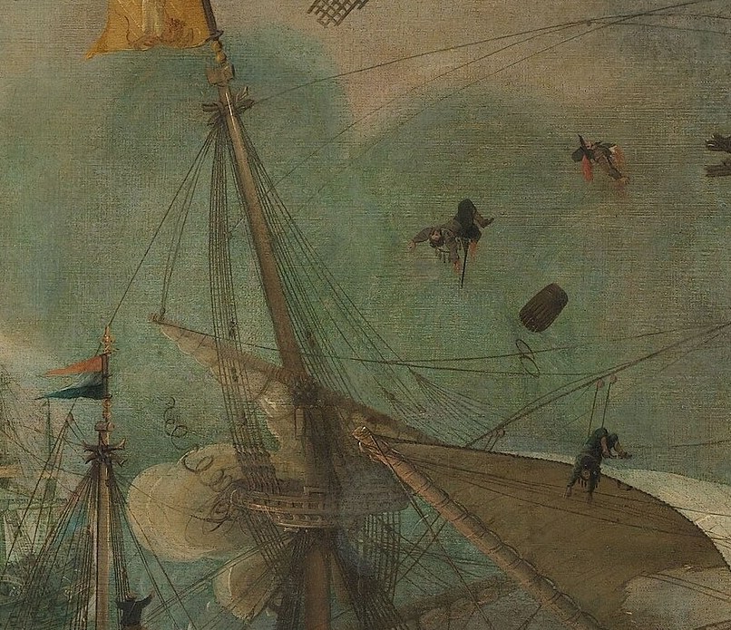 ...to figures being thrown violently into the air by the blast.