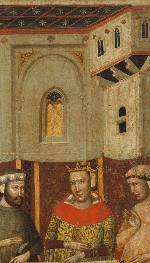King Herod presides. Beside him, Herodias holds a cup.