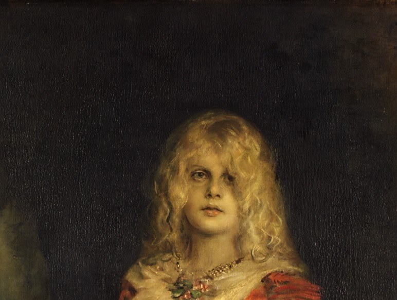 Handled in broad Impressionist strokes that dissolve at the edges, contrasting with the more carefully modeled face , a deliberate shift in finish that creates luminosity around the head