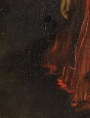 The loose, dissolving brushwork around her dress and hands makes her face the only fixed point.