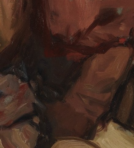 This fabric shows thick, visible brushstrokes.
