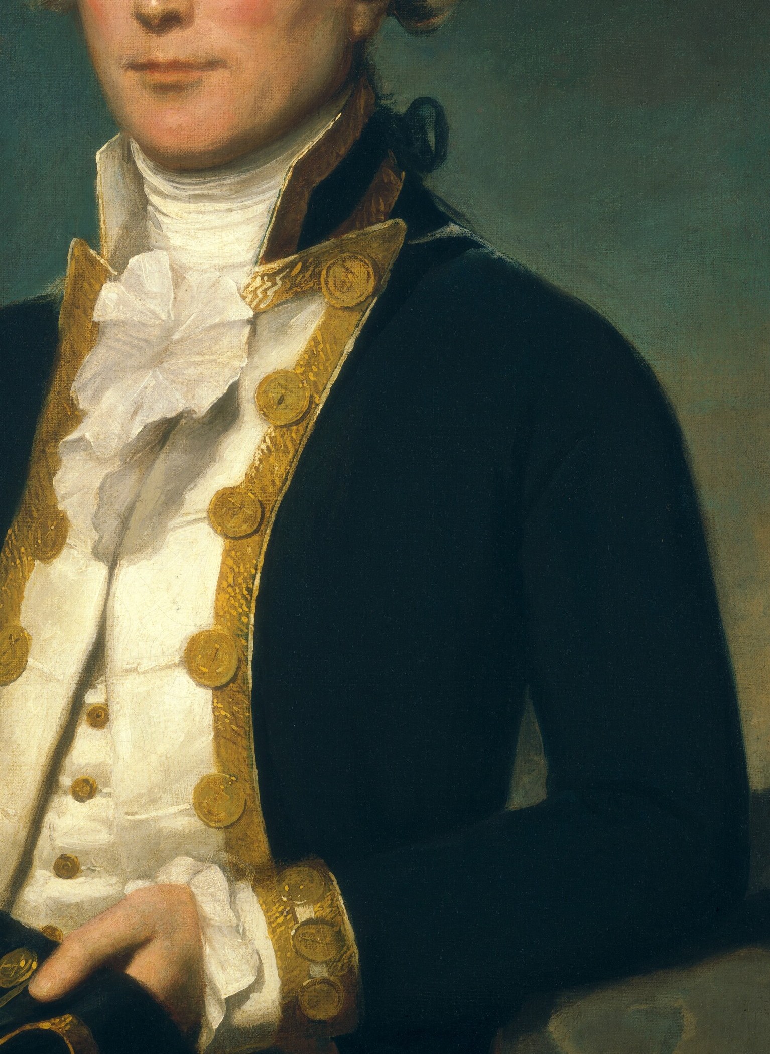 His uniform and wig speak of status and command.