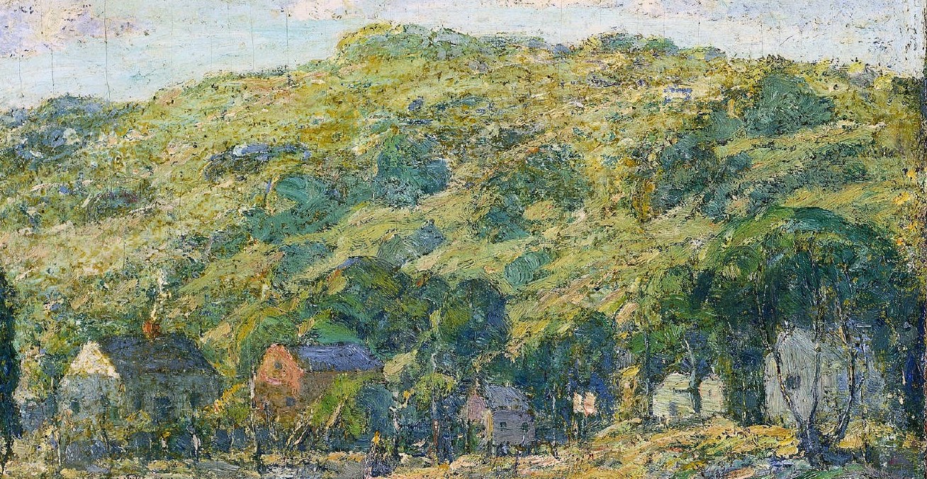 Yet the hillside is already bursting green.