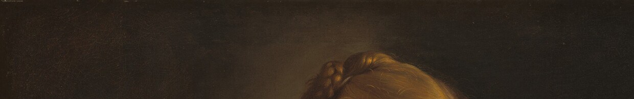Signature Caravaggesque stagecraft completed by Lanfranco; looking into the darkness at full resolution reveals whether any curtain, architecture, or secondary light source hides in the shadow.
