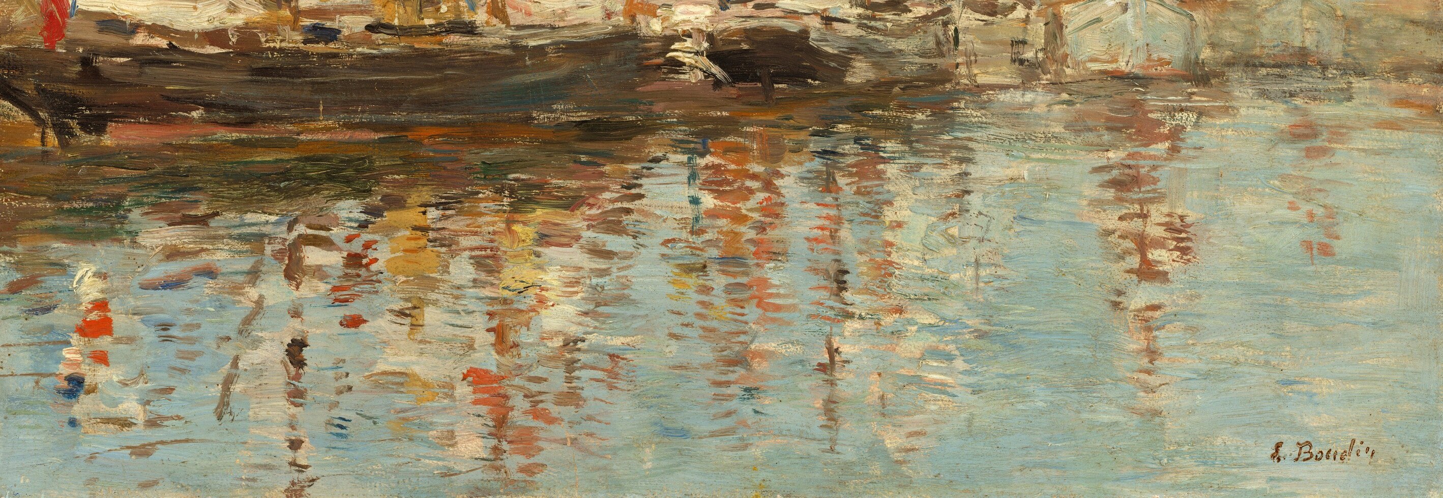 He captures the shimmering light and movement on the water's surface.