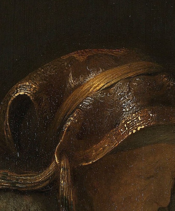The artist likely portrayed her as the biblical prophetess Hannah.