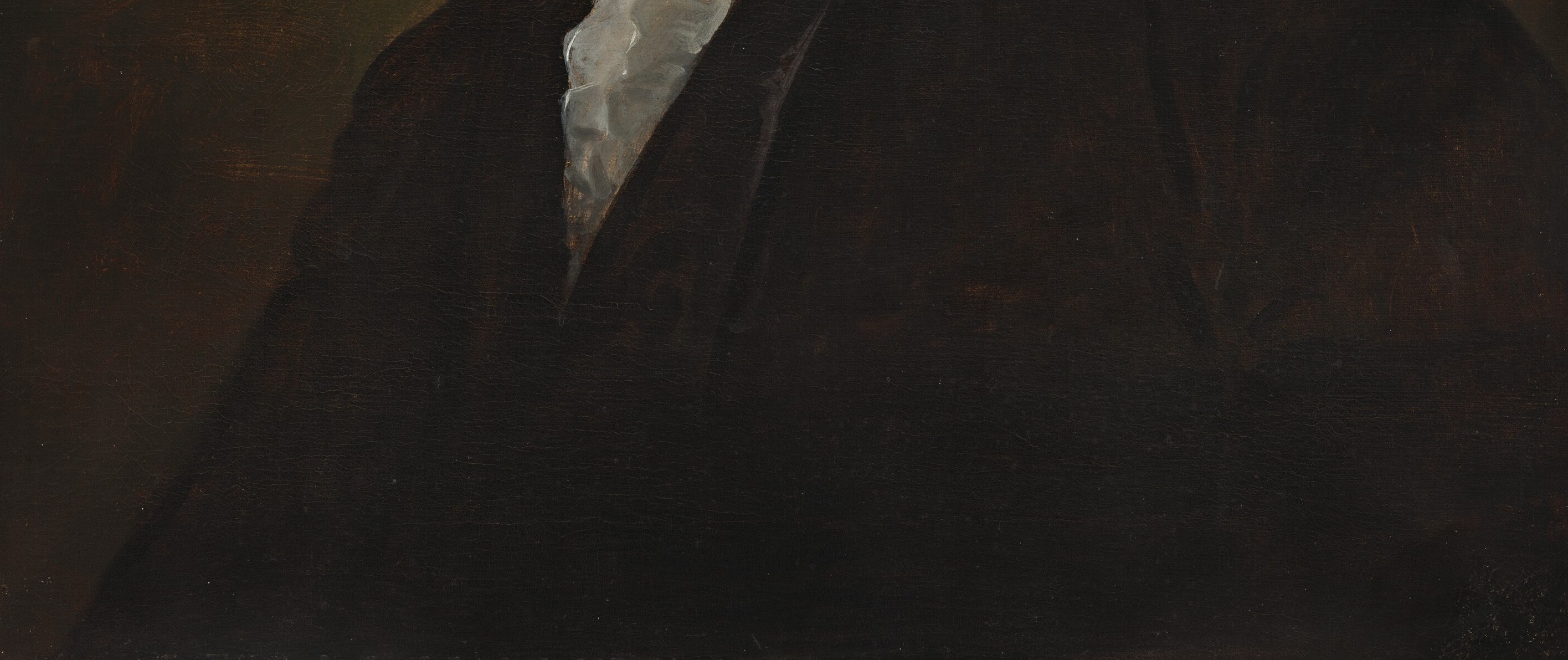 The near-black coat, characteristic of Stuart's presidential portraits, functions as a void that throws Washington's face forward , a compositional device as much as a wardrobe choice.