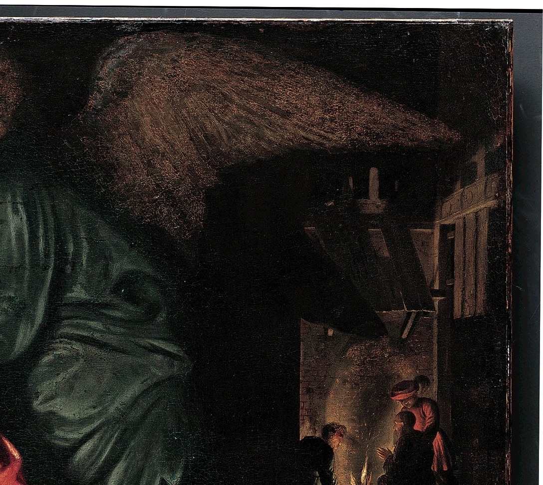 Beneath the dark background, hidden for centuries: another figure.