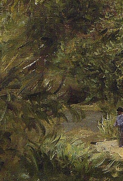 Two figures out for a Sunday promenade.