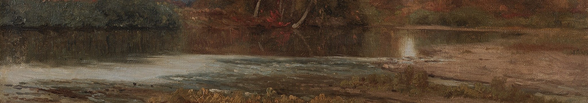 Look at the calm water's surface.