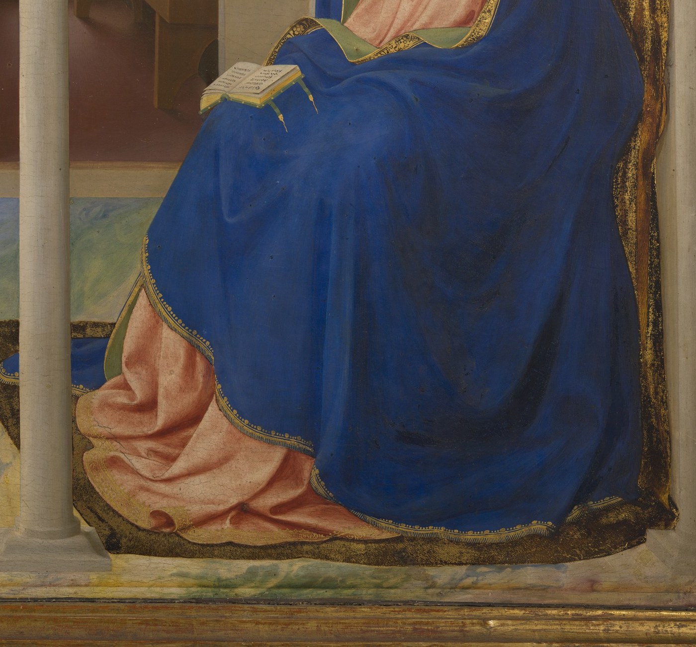 Mary's blue robe signifies her purity.