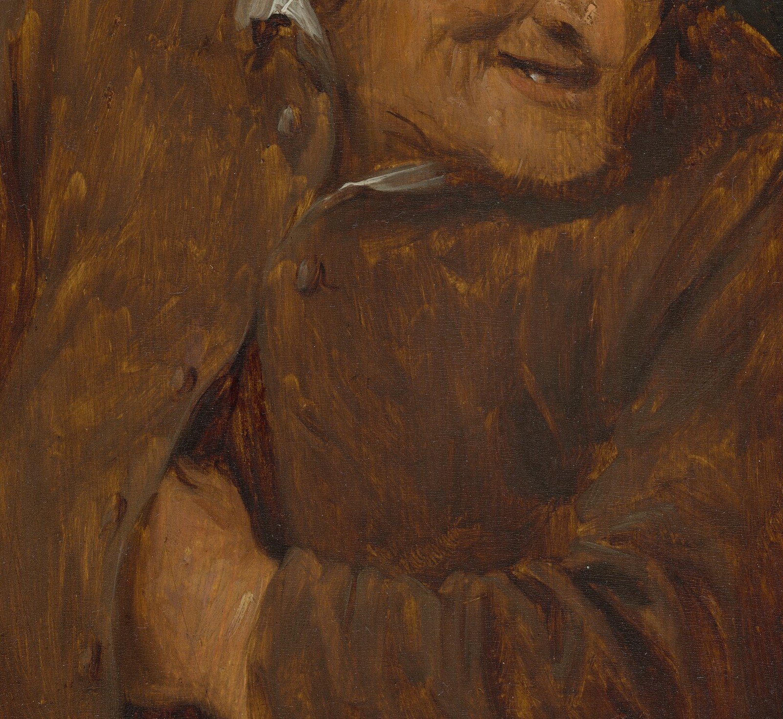 Notice the texture of the man's rough coat.