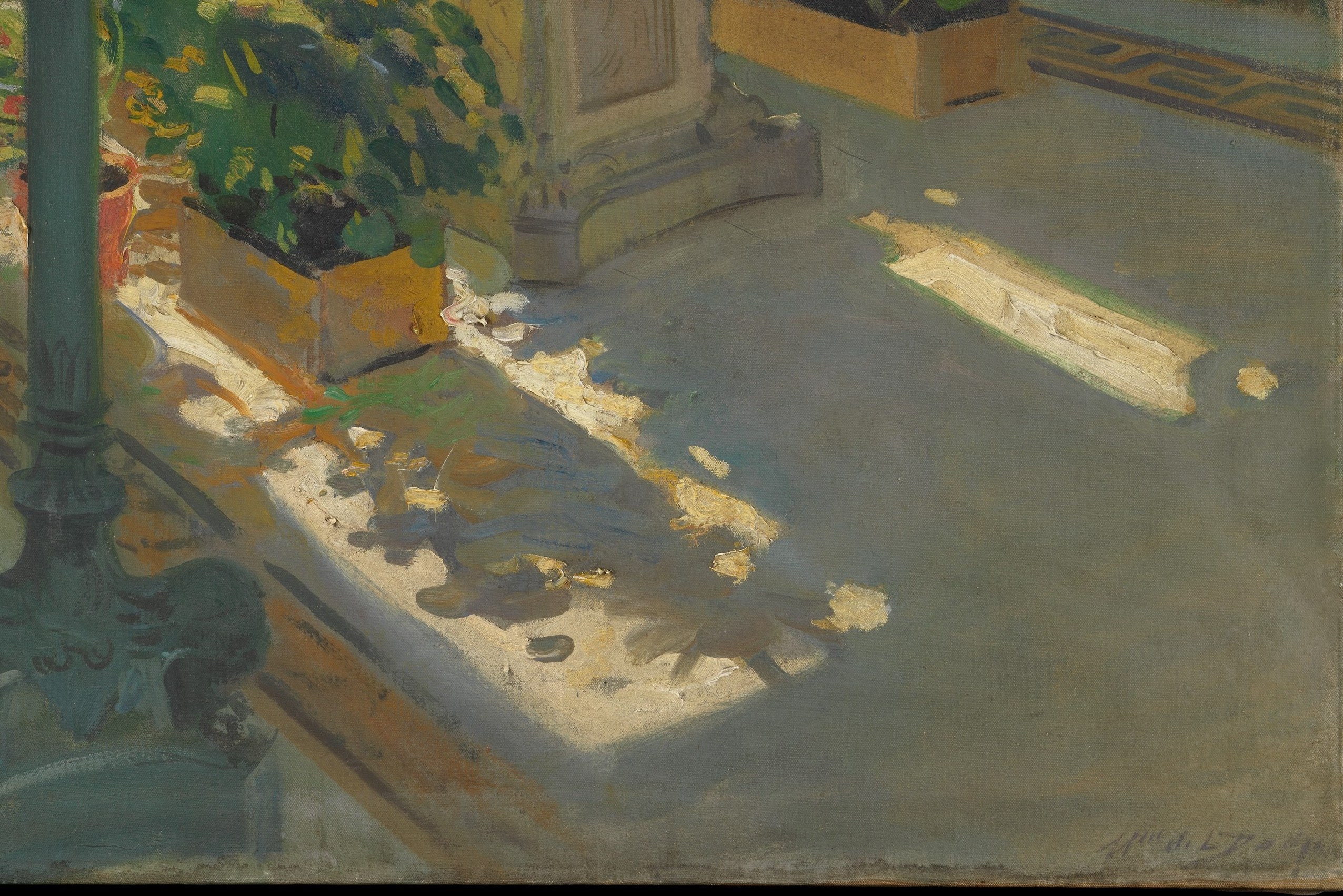 But look down at the tiled floor.