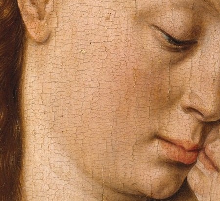 Look at the space between her mouth and his forehead.