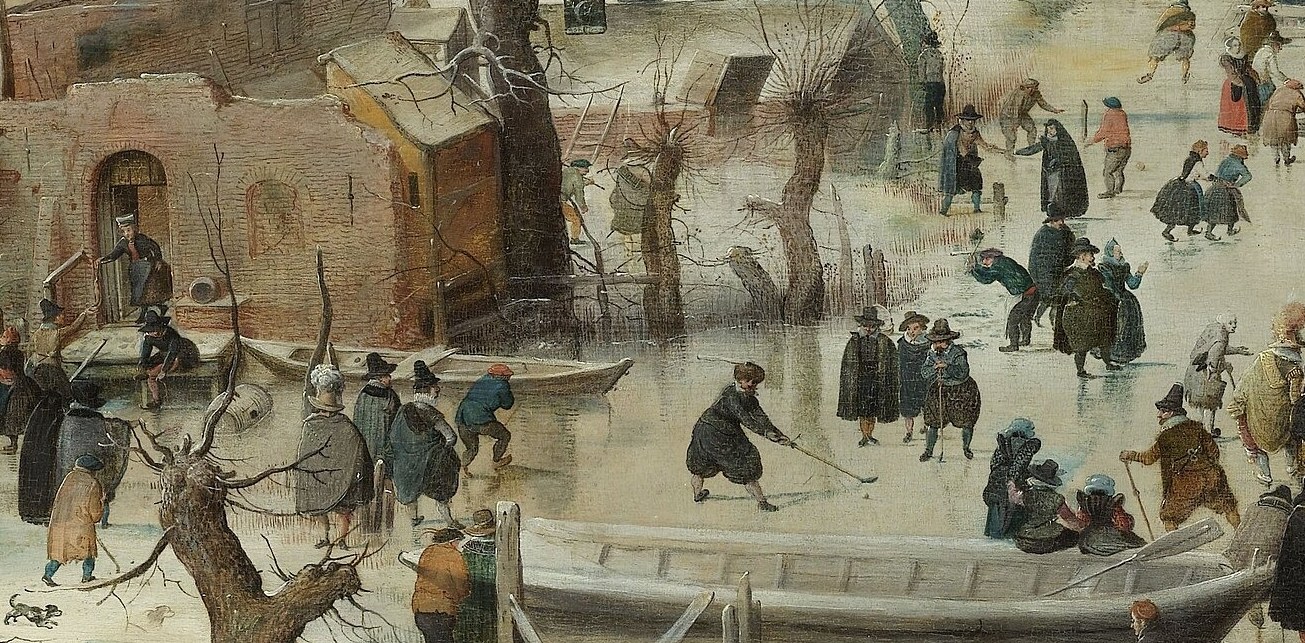 Here, fishermen chop a boat free, a common struggle against the ice.