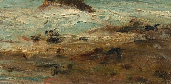 The rough texture of the rocks in the foreground grounds the composition and contrasts with the fluidity of the water.