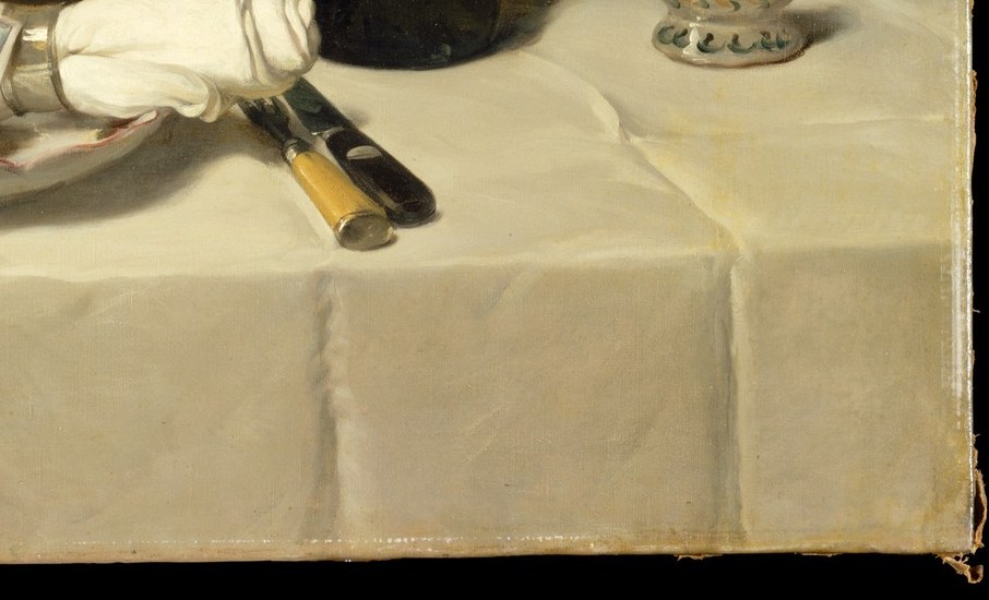 His use of light and shadow creates depth.