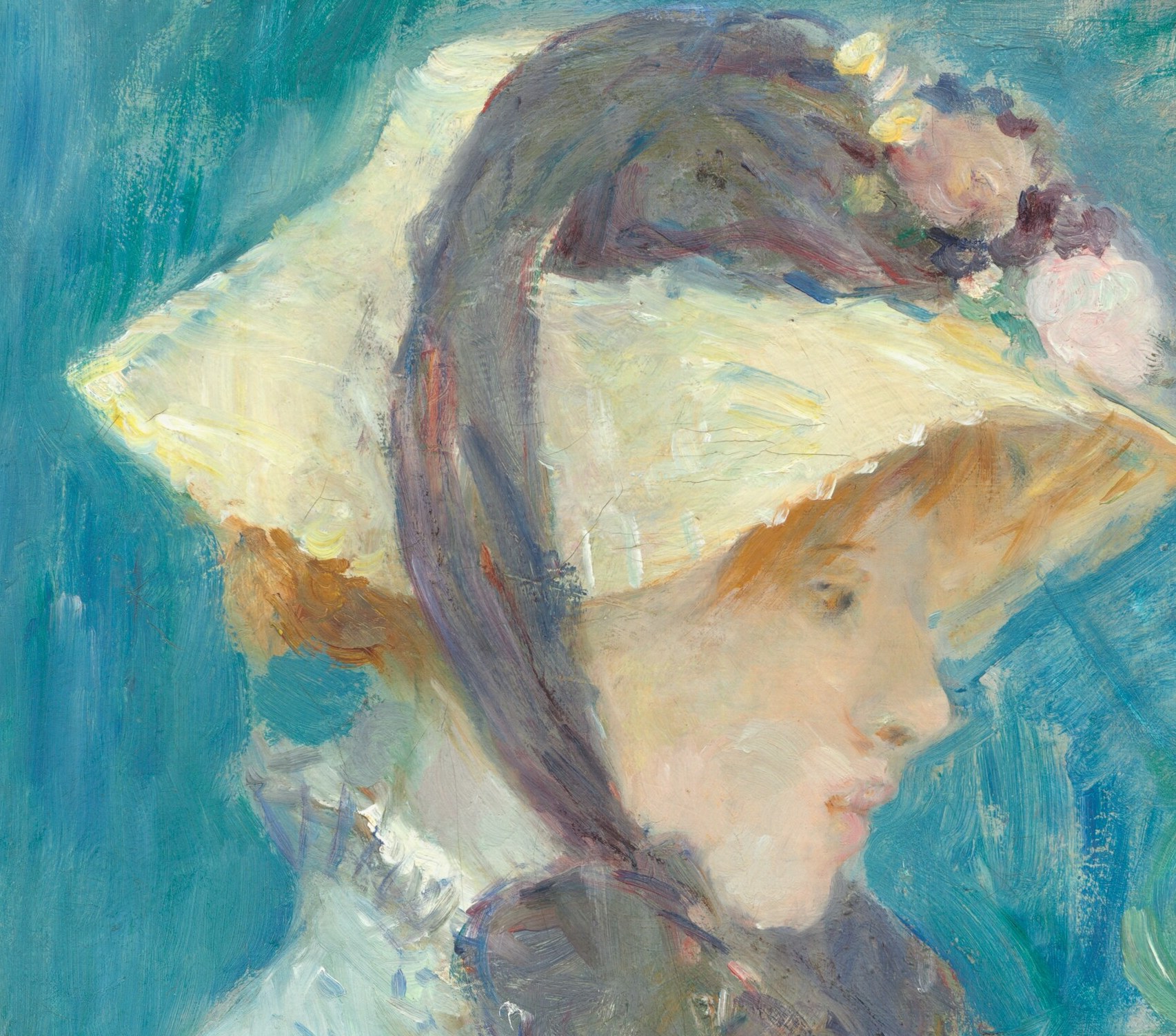 Look closely at the detail on her straw hat.