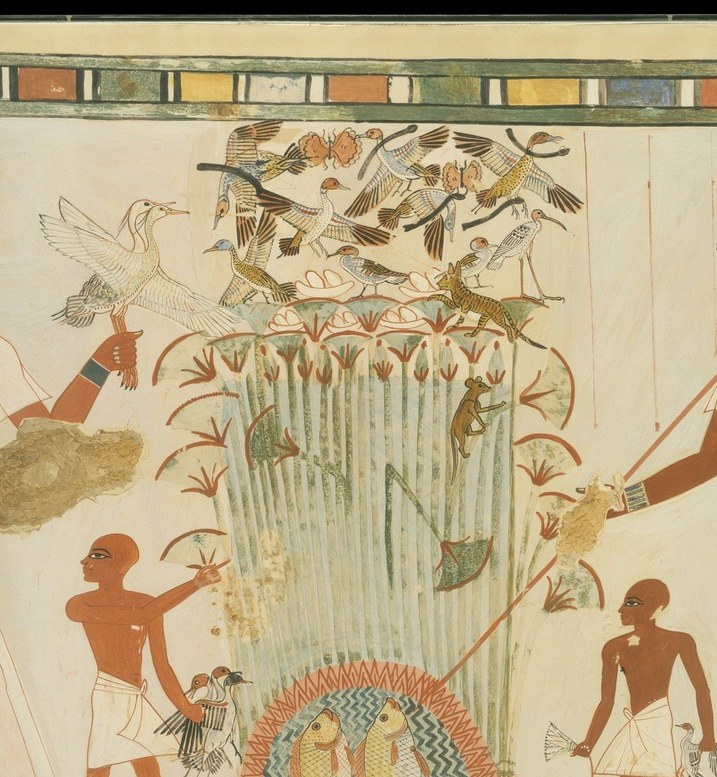 Visual heart of the scene , the layered, bursting papyrus is an Egyptian symbol of creation and fertility, not just foliage