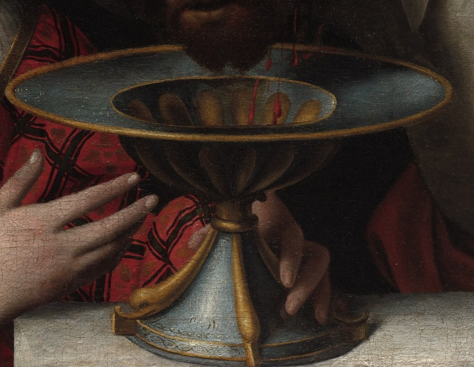 The ornate plate elevates the macabre scene.