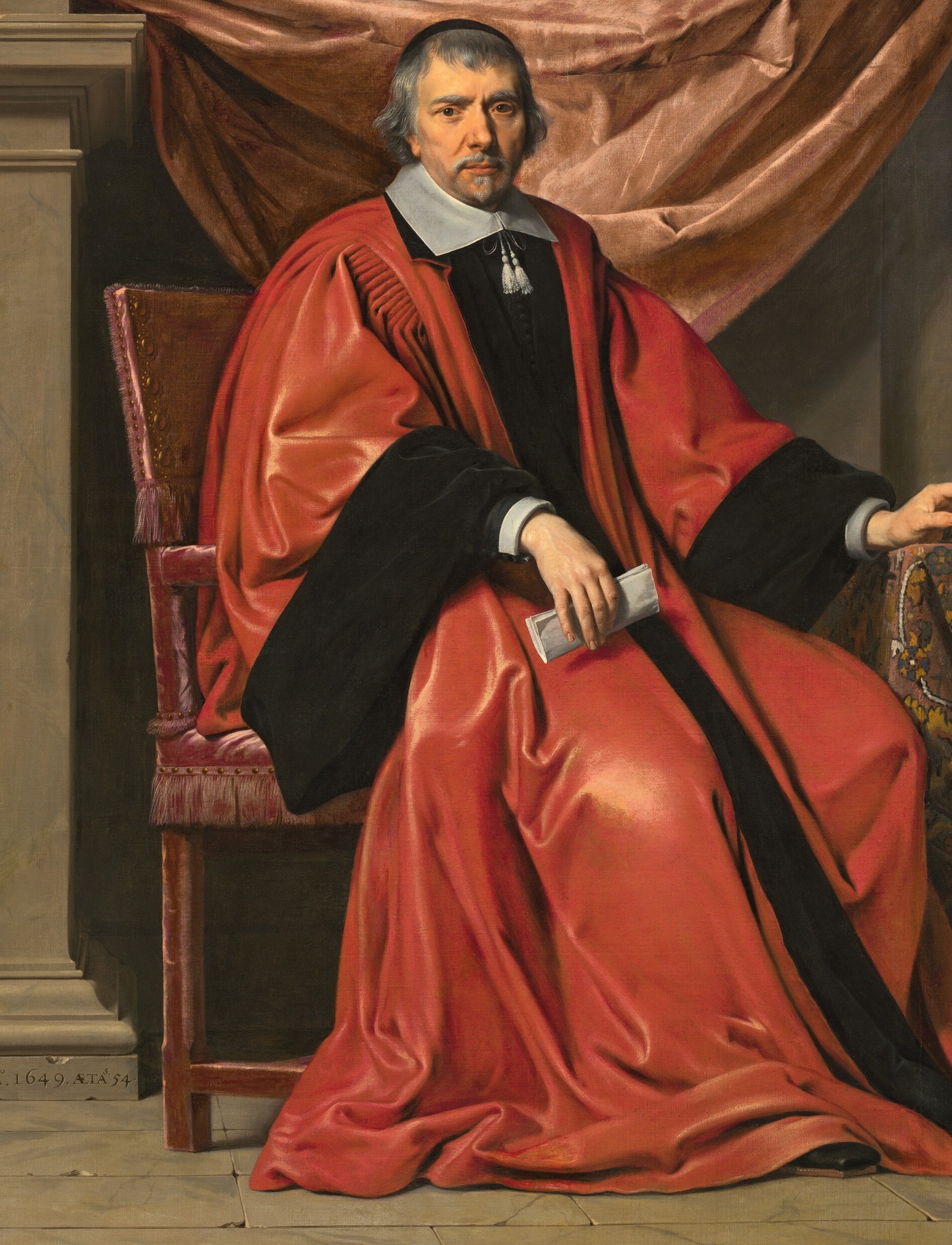 The scarlet robes, a costly status symbol, command attention.