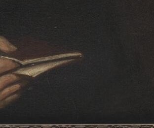 Look closely at the way his hand holds the book.