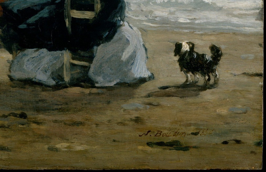 Boudin leaves this nearly empty , the textured, sketchy paint surface here is the most visible demonstration of his rapid alla prima method