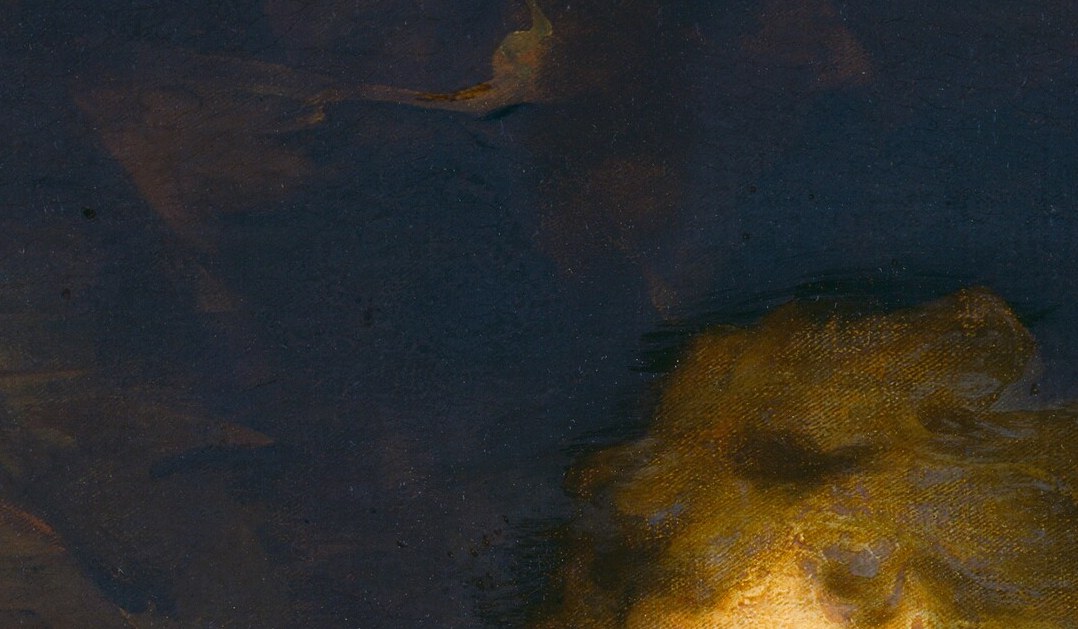 Her eyes meet ours with quiet self-possession.