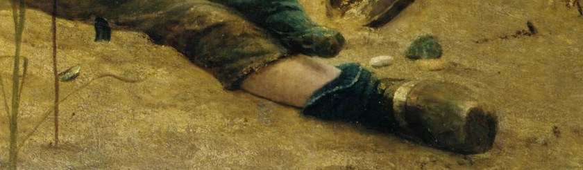 The shells around him are like treasures from his imagined world.