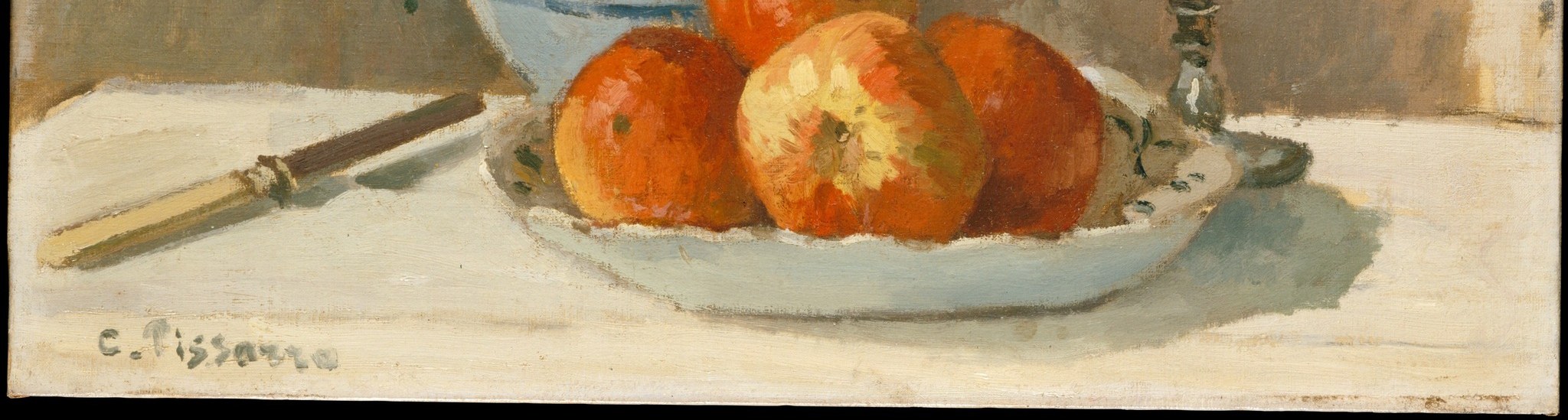The table is just a few rough strokes of ochre and brown.