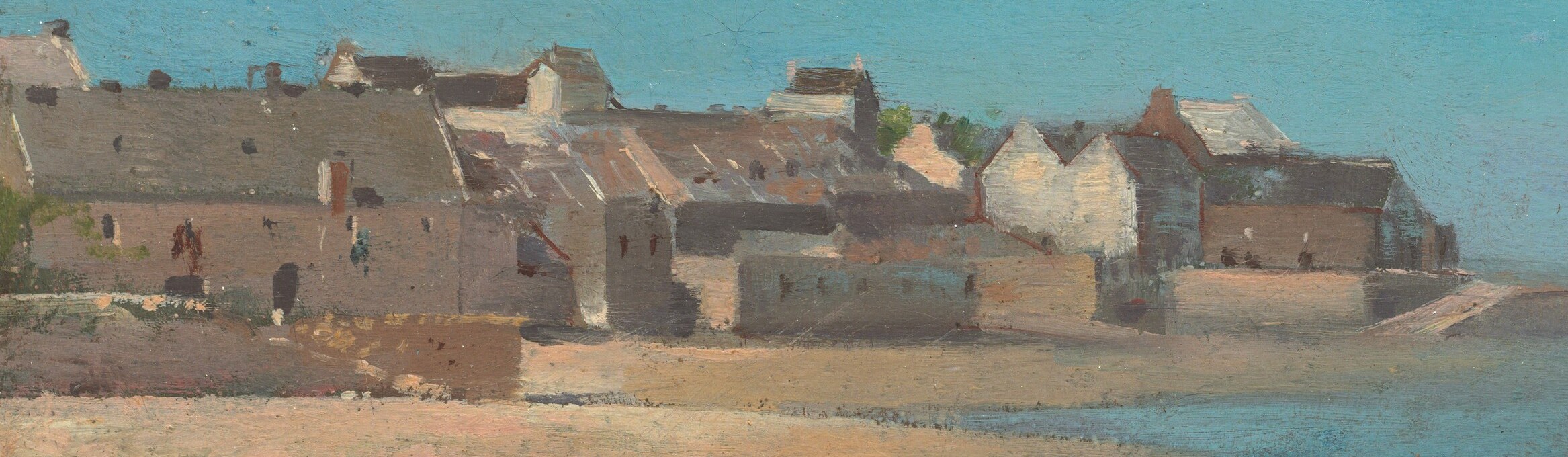 Notice how the light softens the distant buildings.