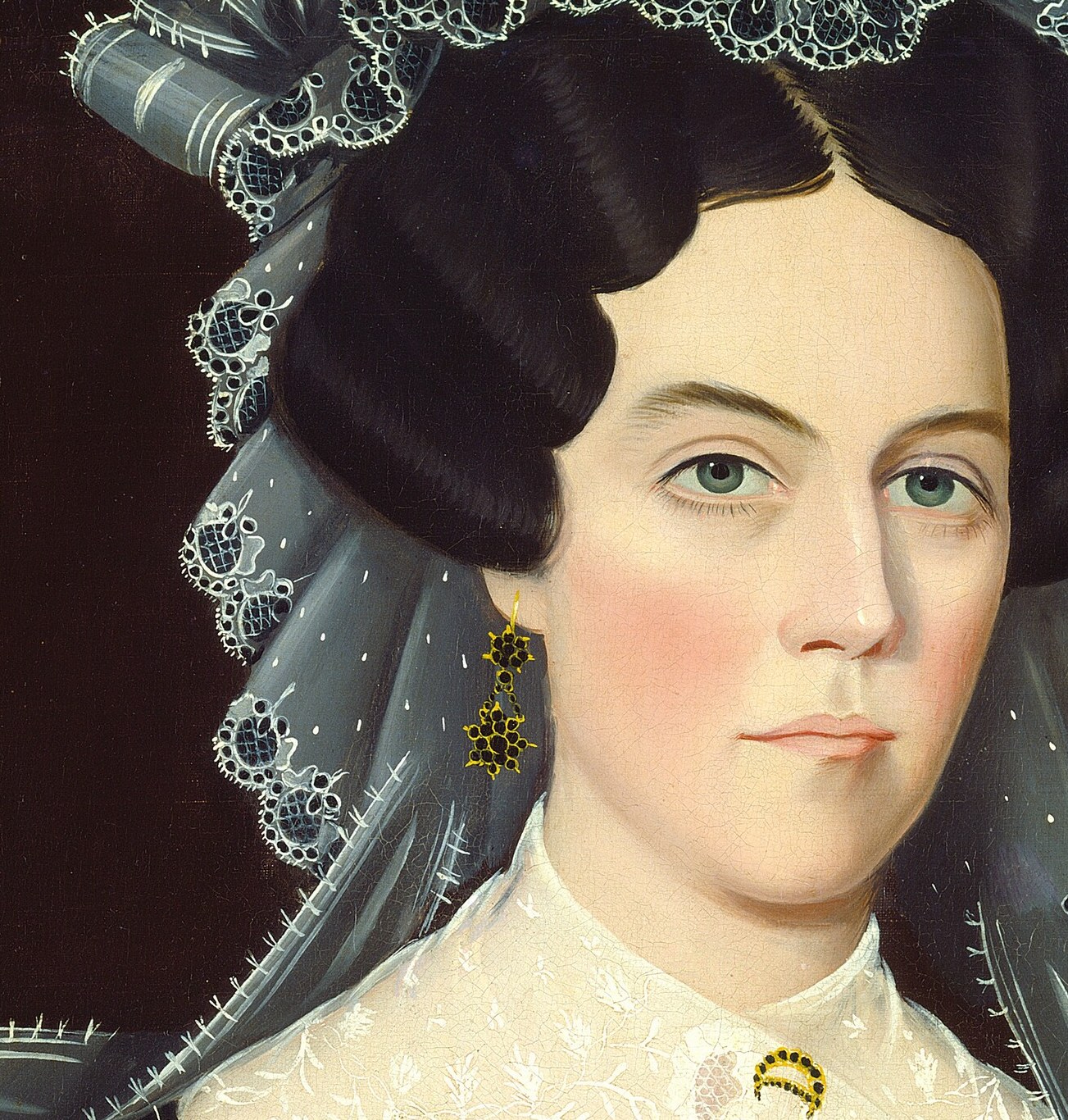 The painter was known for smooth, mask-like faces.
