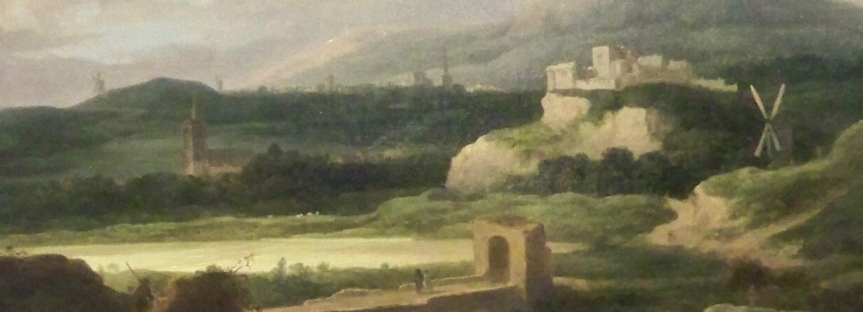 The undulating forms create a sense of depth and natural beauty, characteristic of idealized landscapes.