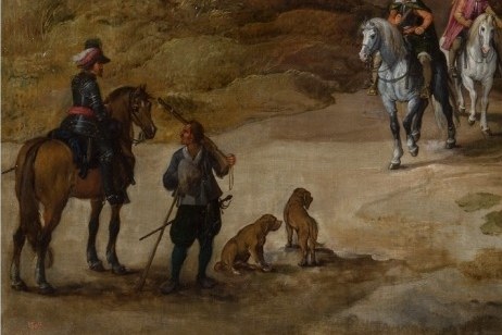 These figures on horseback, particularly the one on the far left, convey a sense of movement and purpose.