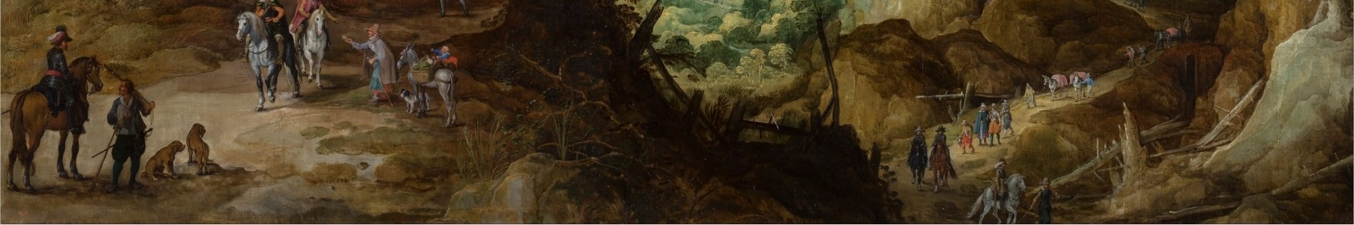 In the foreground, a winding path leads through rugged terrain.