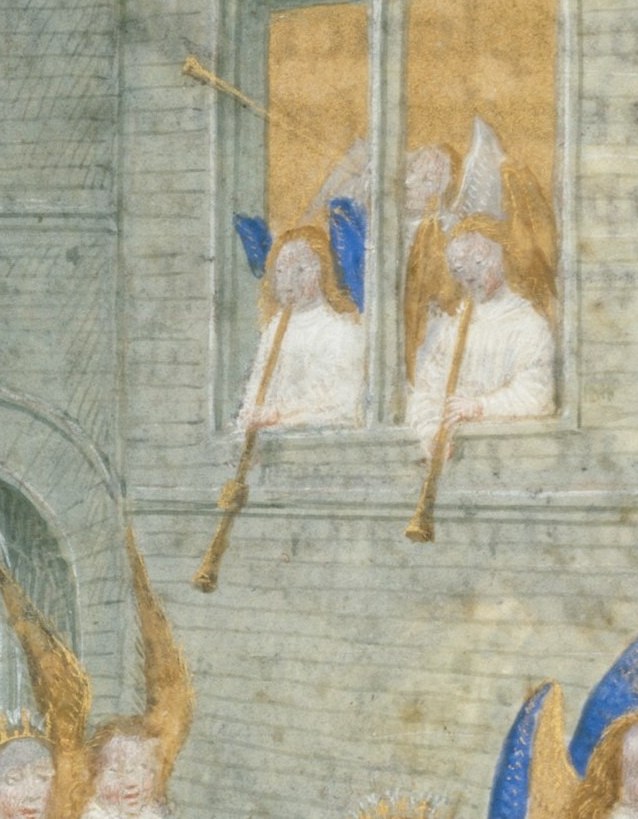 Angels announce their arrival with trumpets.