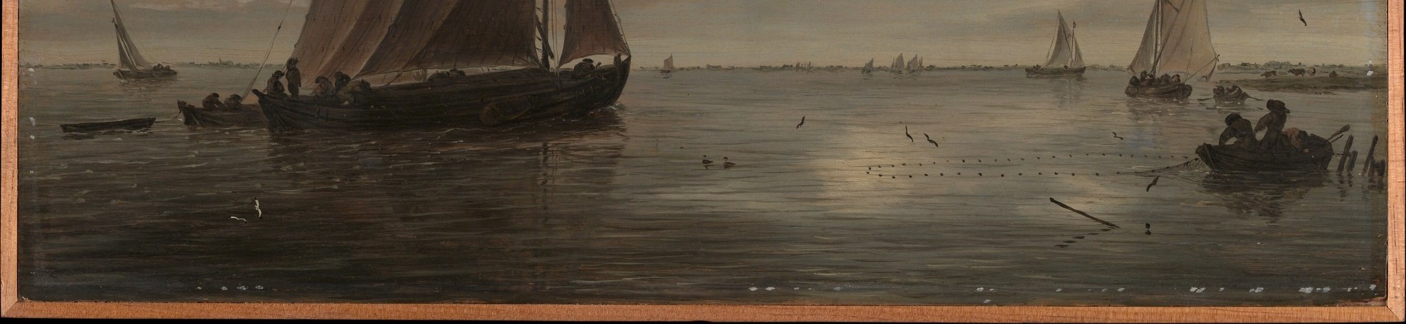 The lower third is a subtle mirror of the sky , pale flickers of reflected light show Ruysdael managing tone across the entire canvas, a hallmark of the Dutch tonal tradition