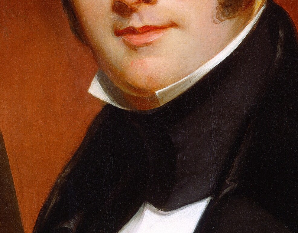 The brightest thing on the canvas is this crisp white cravat.