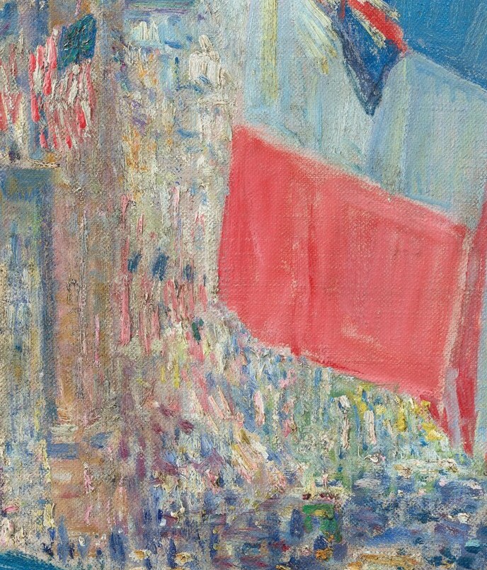 The French Tricolore flies mid-right.