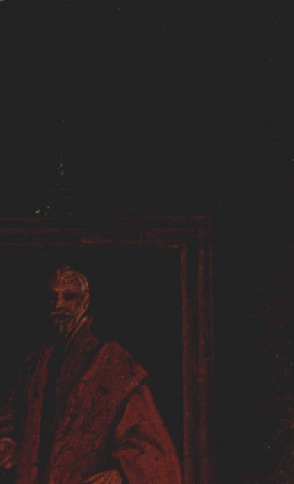 The ancestor on the wall. Old status, silently judging new manners.