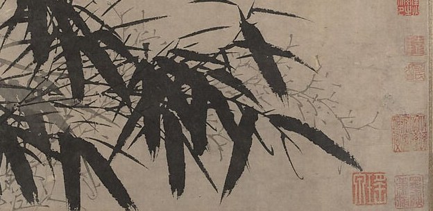 These dynamic, dark strokes convey a sense of wind and movement, capturing the essence of the plant.