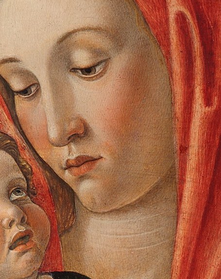 Mary's serene expression hints at future sorrows.