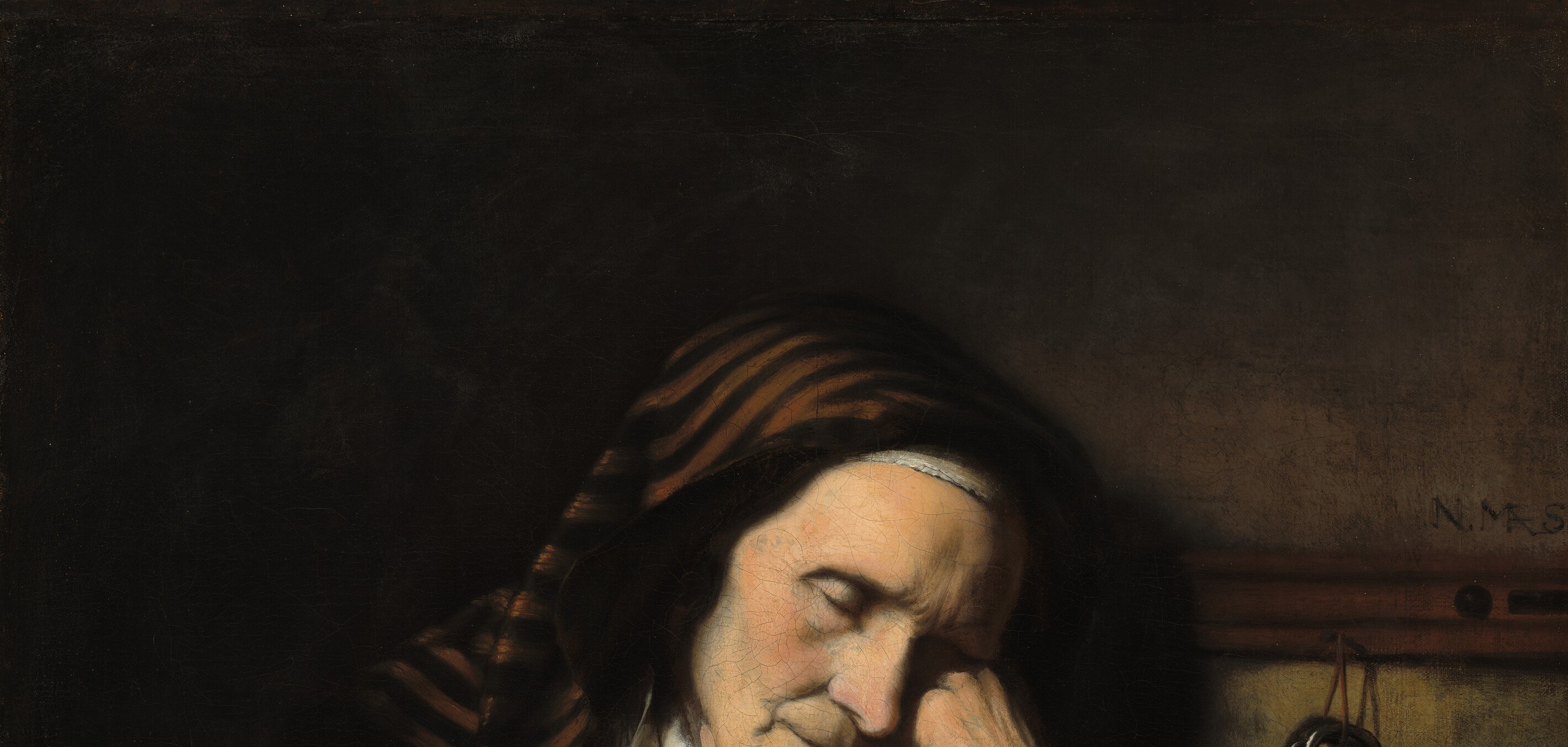 This dramatic light and shadow technique is called chiaroscuro.