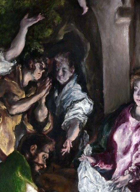 Her tilt combines adoration with foreknowledge of suffering , a face that is already partly a pieta