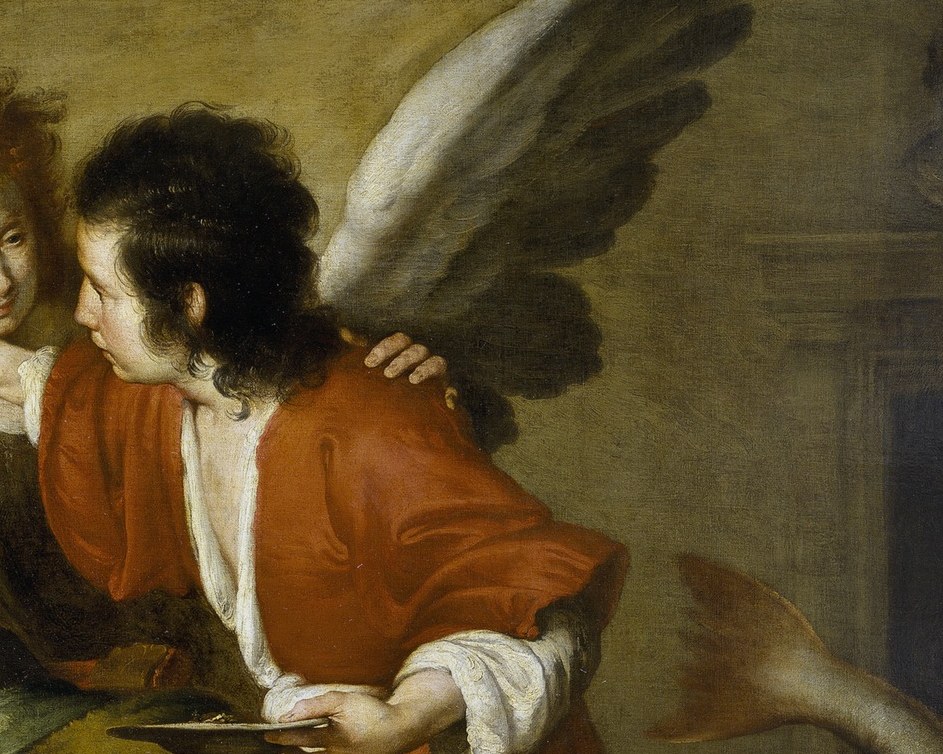 Two angels oversee the sacred act.