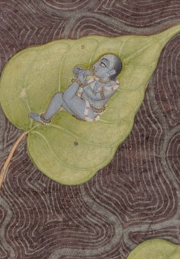 But then, he saw a single banyan leaf, floating on the waters.