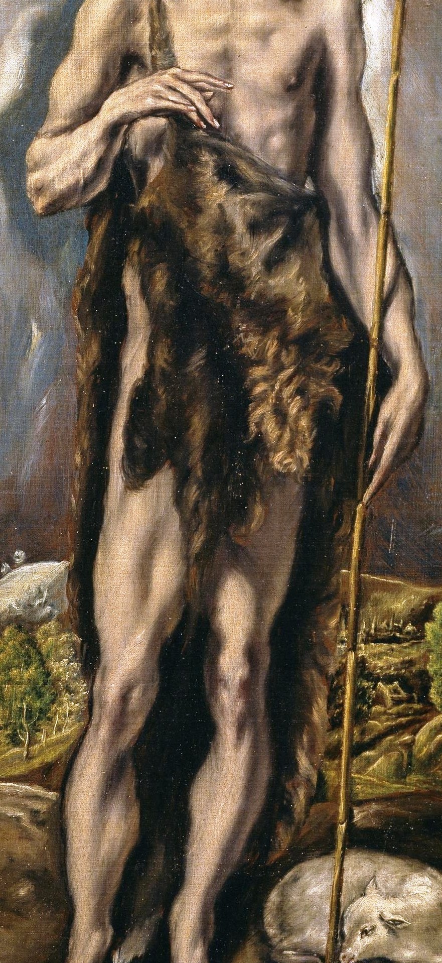 Saint John the Baptist has lean, ascetic skin.